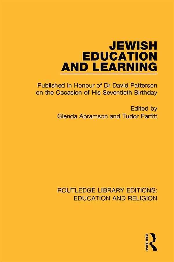 Jewish Education and Learning by Glenda Abramson, Tudor Parfitt