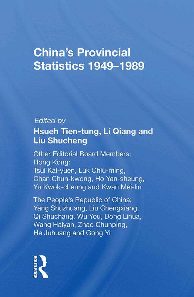 China's Provincial Statistics, 1949-1989