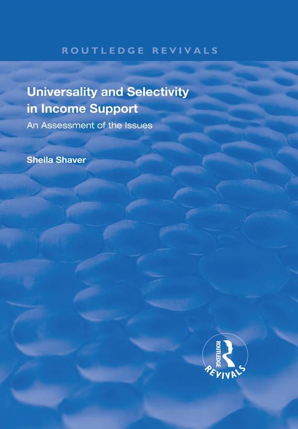 Universality and Selectivity in Income Support by Sheila Shaver