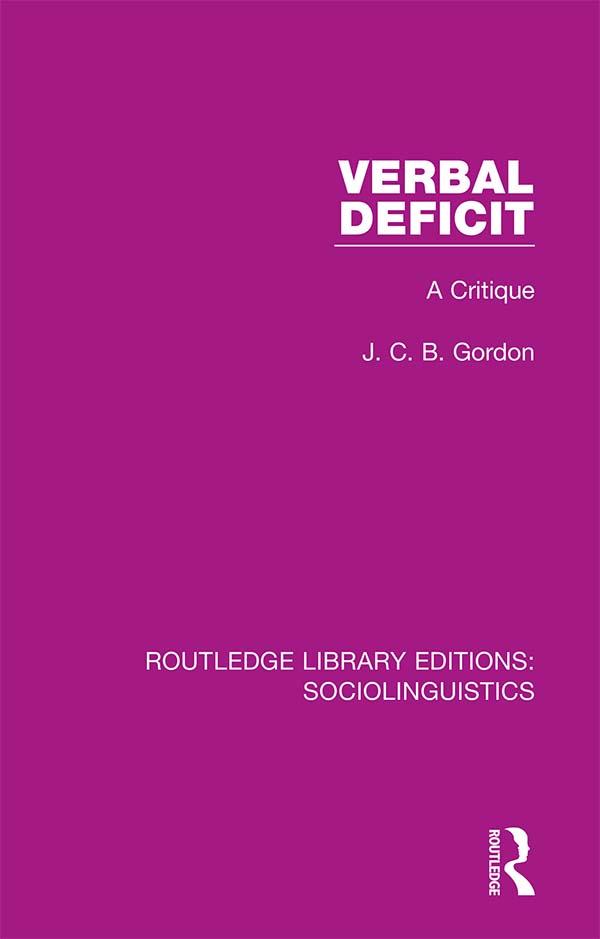 Verbal Deficit by J. C. B. Gordon