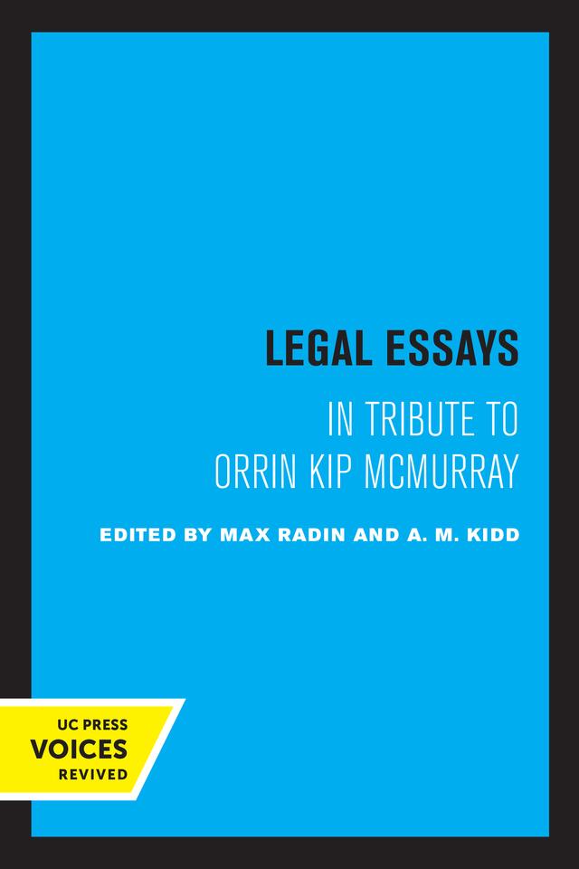 Legal Essays by A.M. Kidd, Max Radin