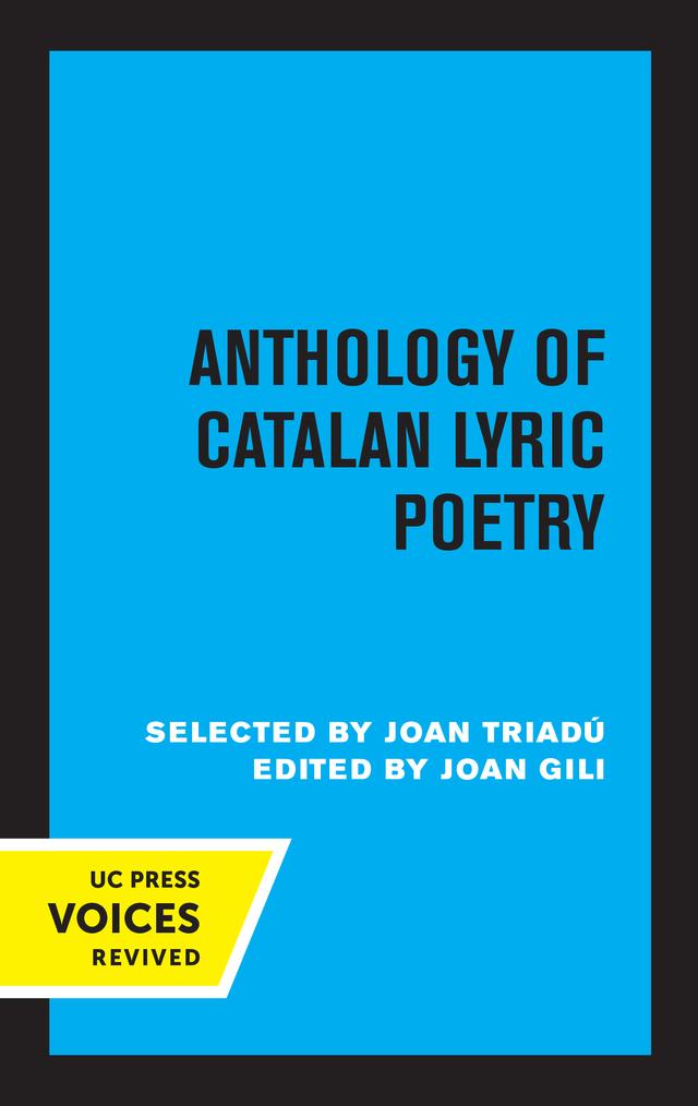 Anthology of Catalan Lyric Poetry by Joan Gili
