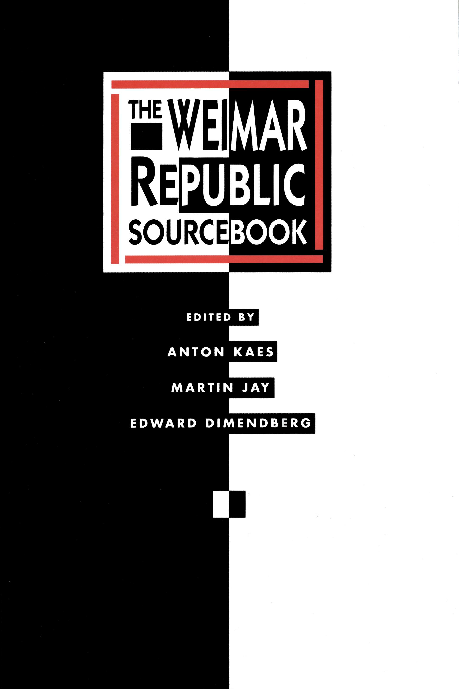 The Weimar Republic Sourcebook