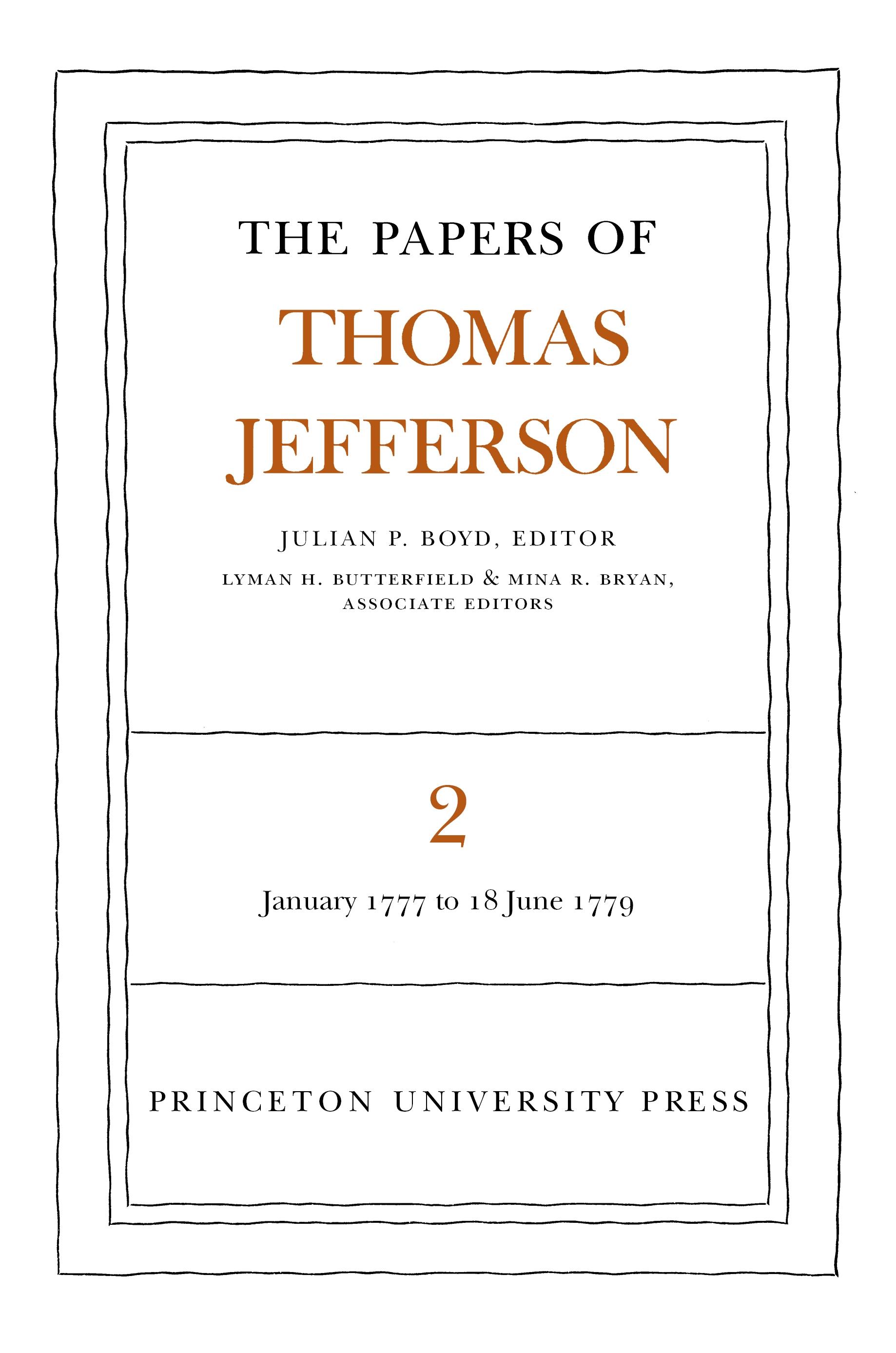 The Papers of Thomas Jefferson, Volume 2