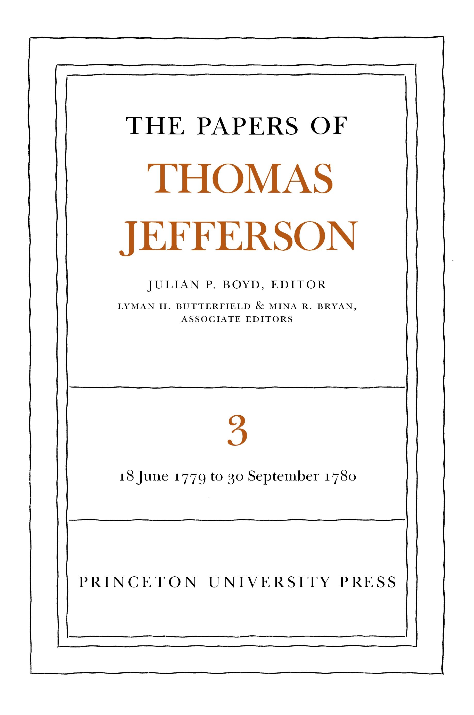 The Papers of Thomas Jefferson, Volume 3