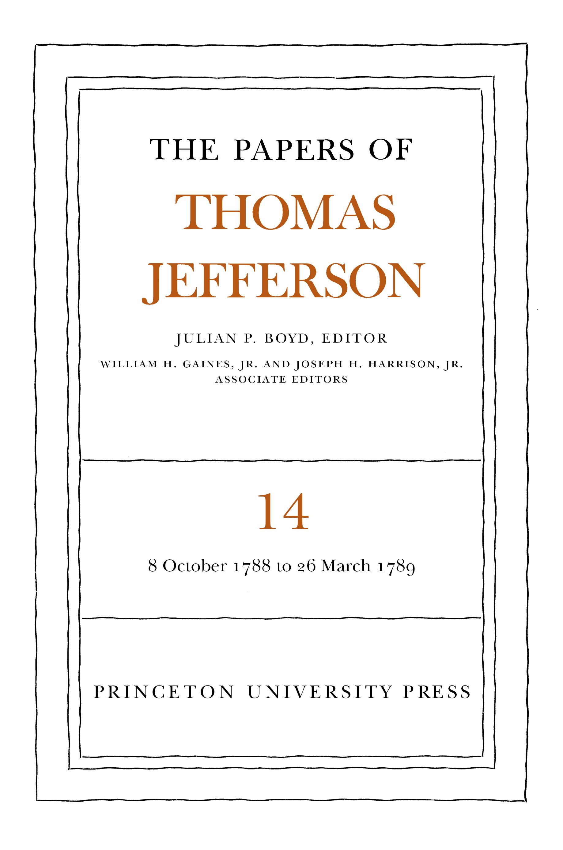 The Papers of Thomas Jefferson, Volume 14