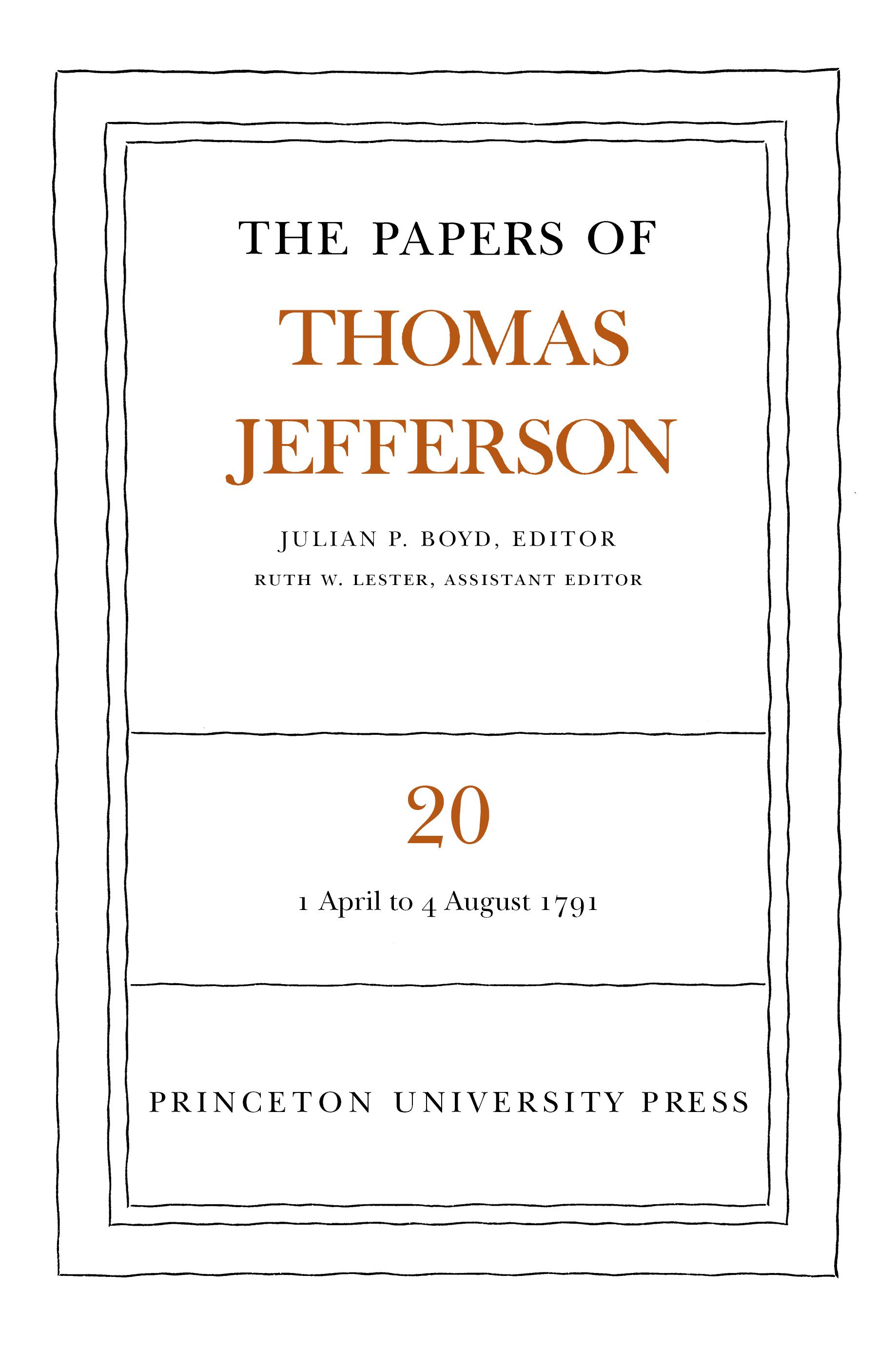 The Papers of Thomas Jefferson, Volume 20