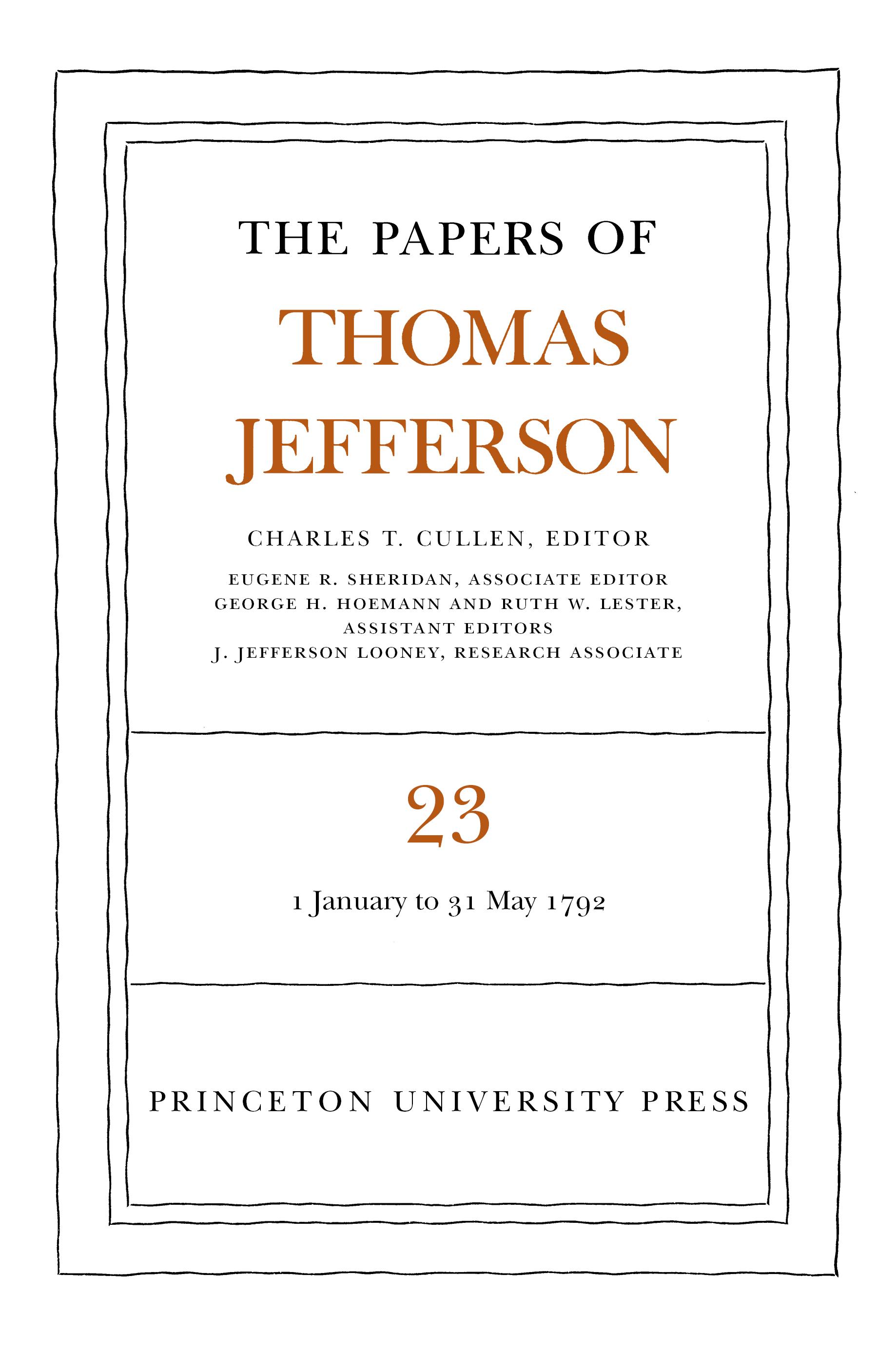 The Papers of Thomas Jefferson, Volume 23