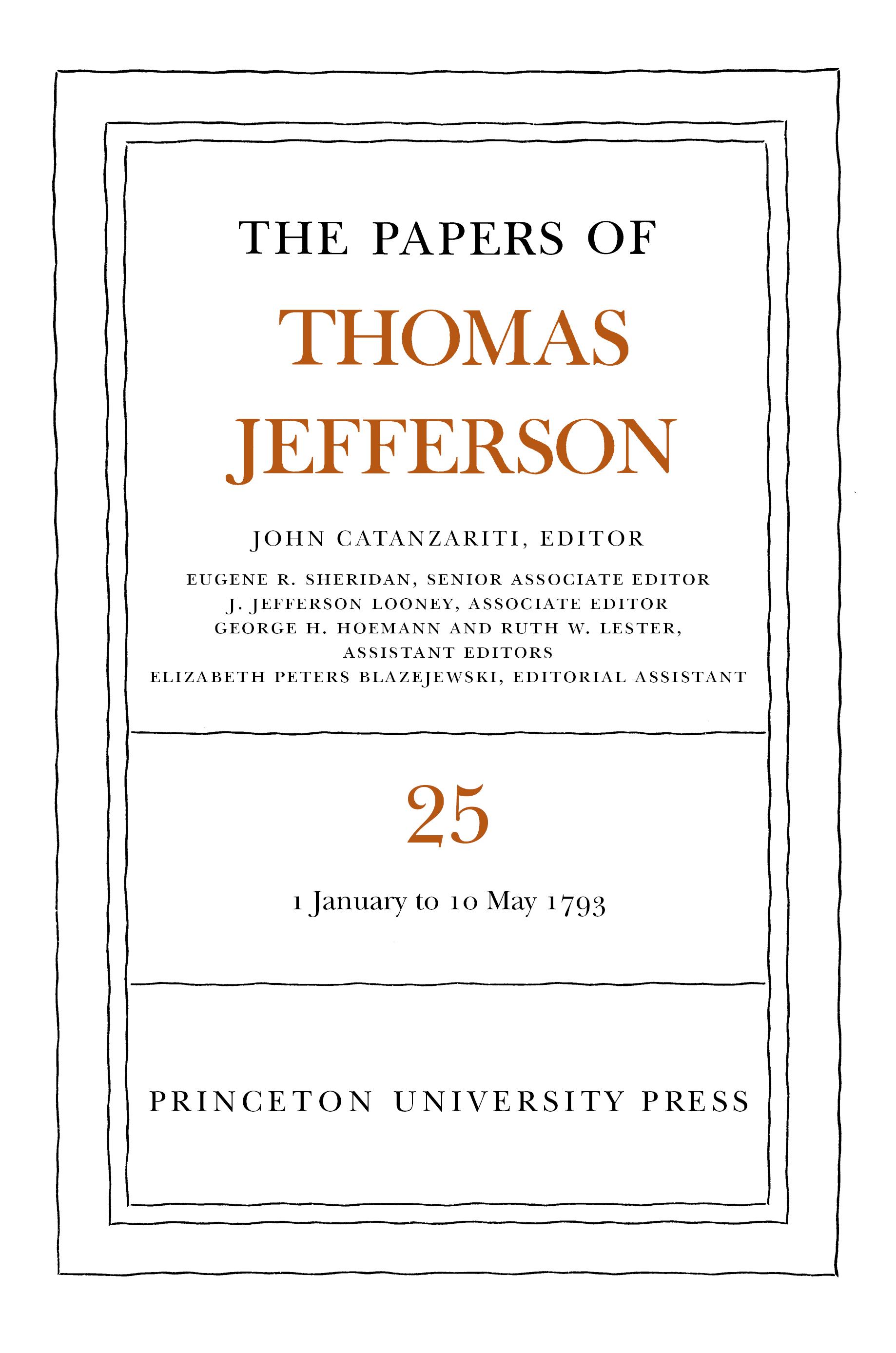 The Papers of Thomas Jefferson, Volume 25