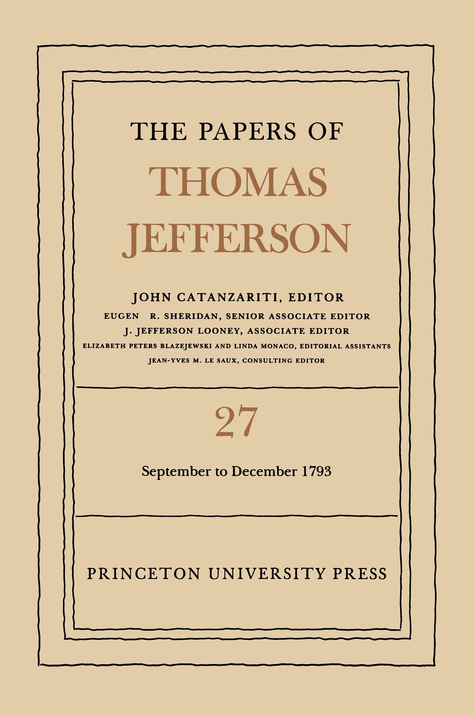 The Papers of Thomas Jefferson, Volume 27