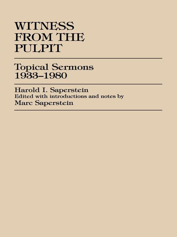 Witness from the Pulpit by Harold I. Saperstein, Marc Saperstein