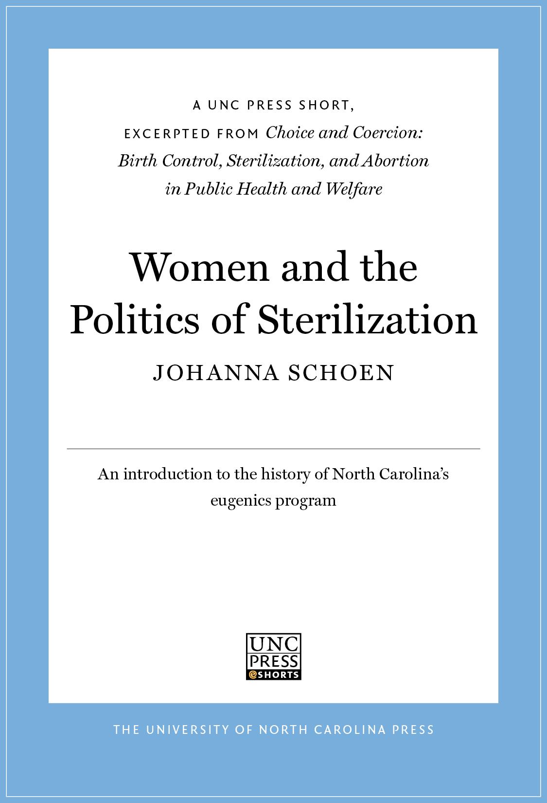 Women and the Politics of Sterilization