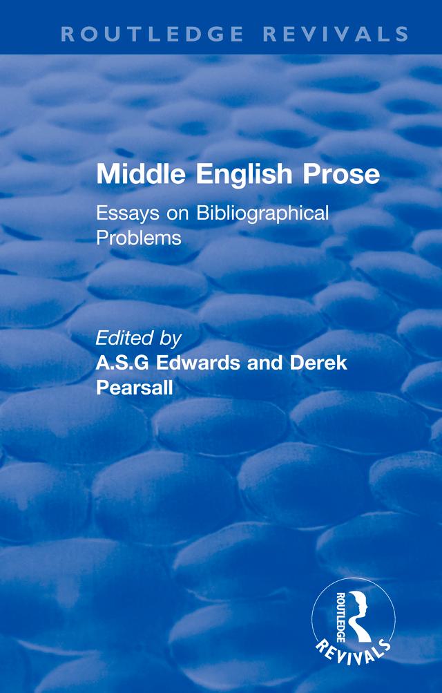 Middle English Prose by A S G Edwards, Derek Pearsall