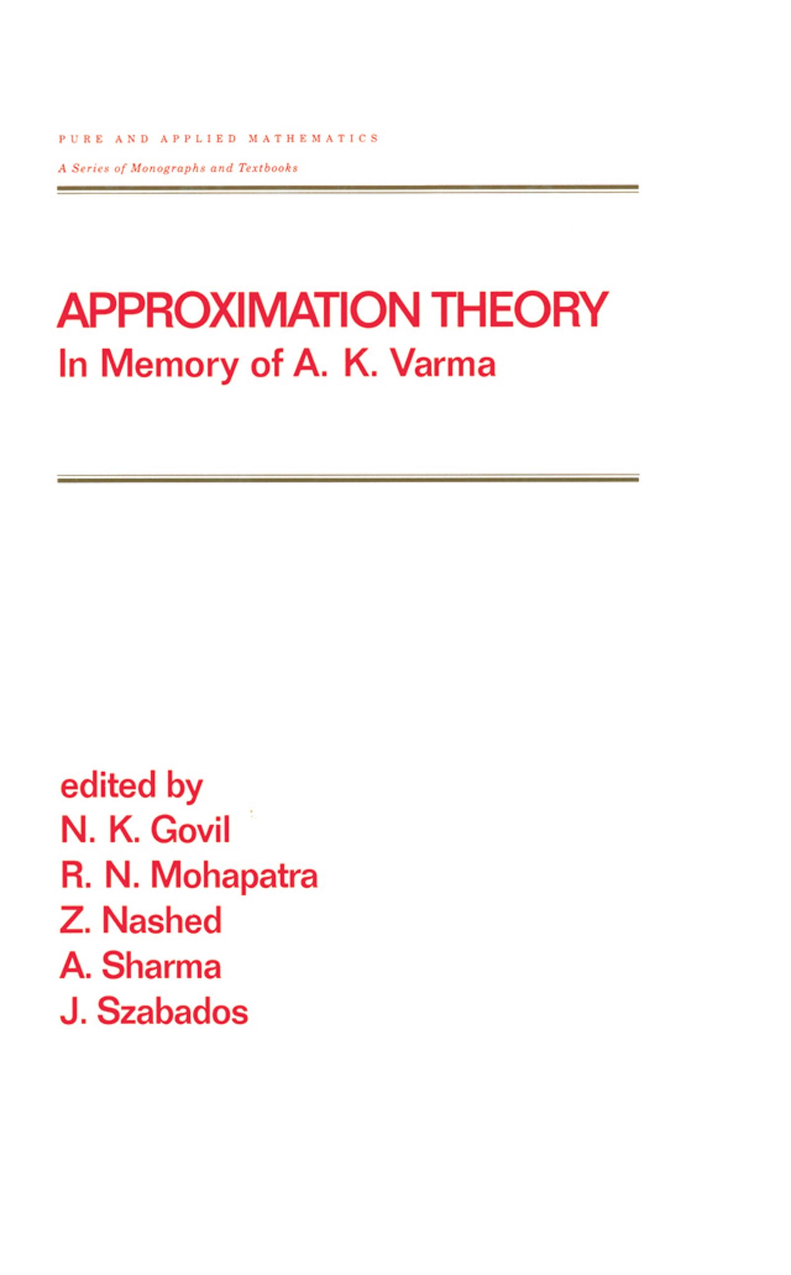 Approximation Theory