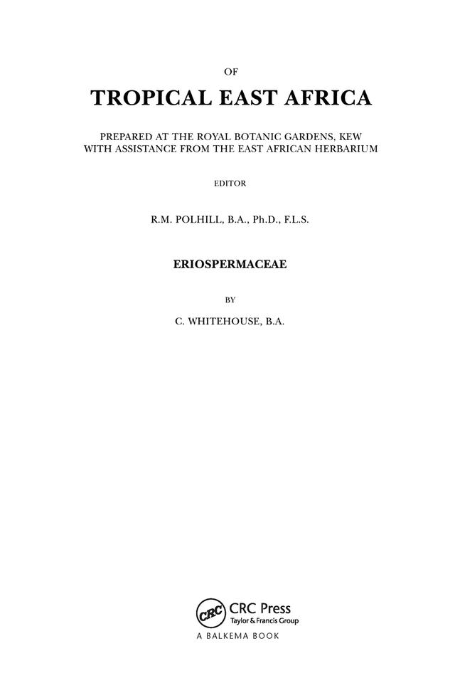 Flora of Tropical East Africa - Eriospermaceae (1996) by C. Whitehouse