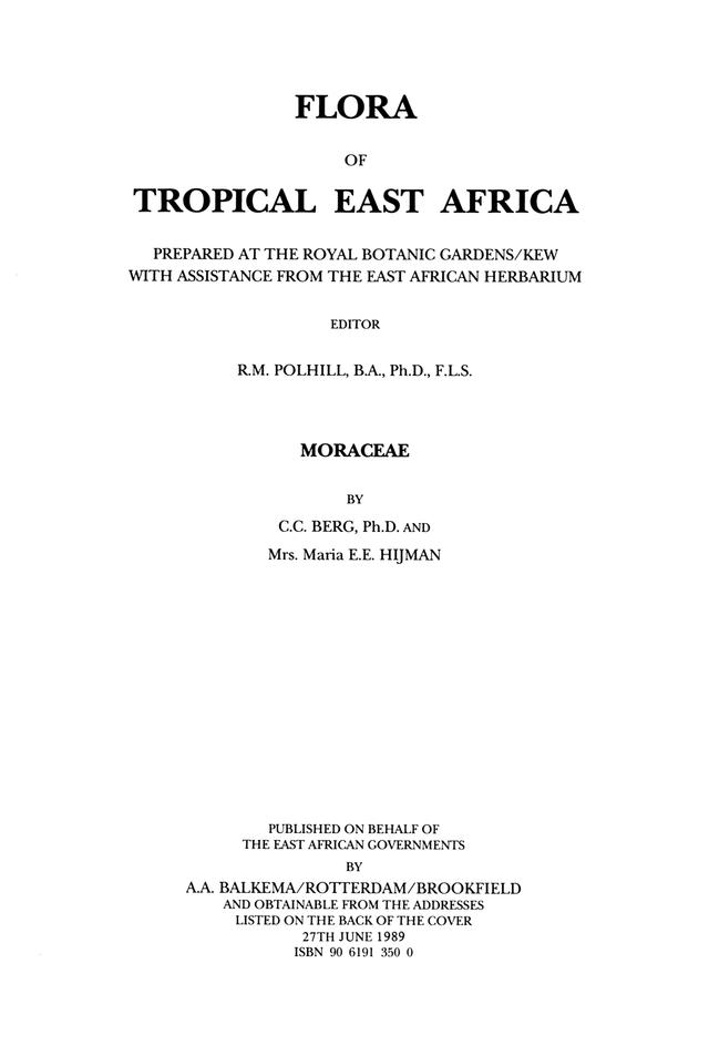 Flora of Tropical East Africa - Moraceae (1989) by R.M. Polhill