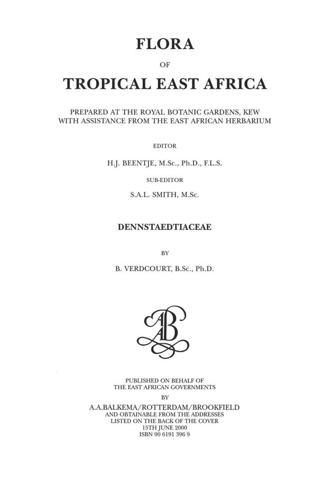 Flora of Tropical East Africa - Dennstaetiacea (2000) by Bernard Verdcourt