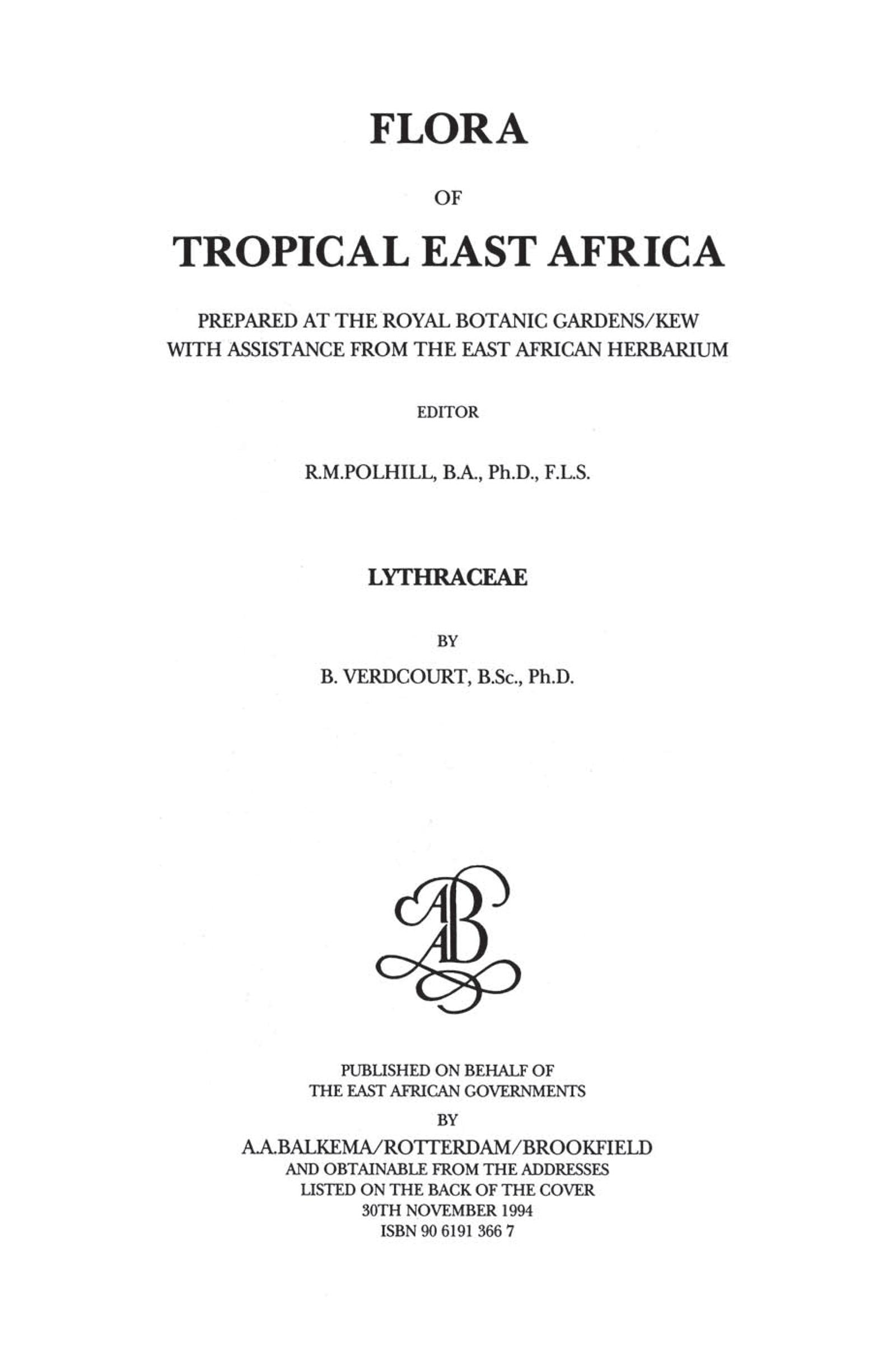 Flora of Tropical East Africa - Lythraceae (1994)