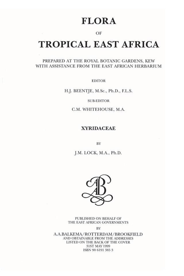 Flora of Tropical East Africa - Xyridaceae (1999) by J. M. Lock