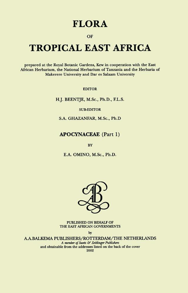 Flora of Tropical East Africa - Apocynaceae (2002) by E. A. Omino
