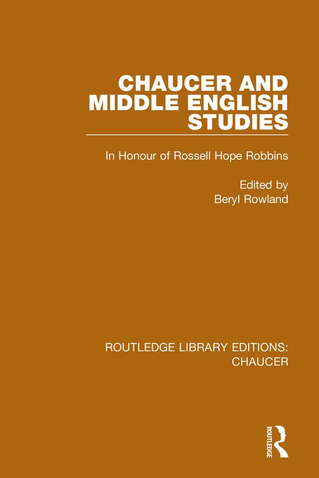 Chaucer and Middle English Studies by Beryl Rowland