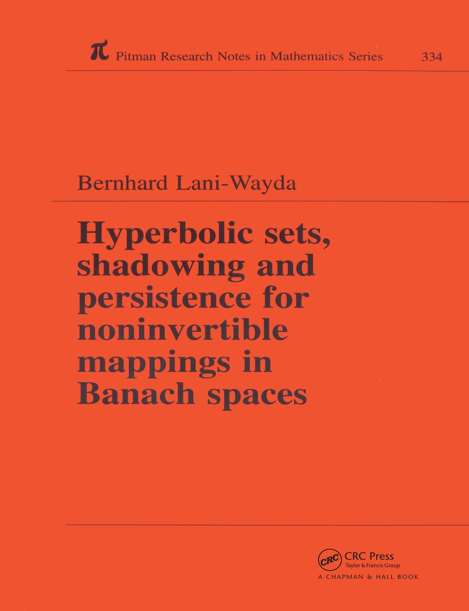 Hyperbolic Sets, Shadowing and Persistence for Noninvertible Mappings in Banach Spaces