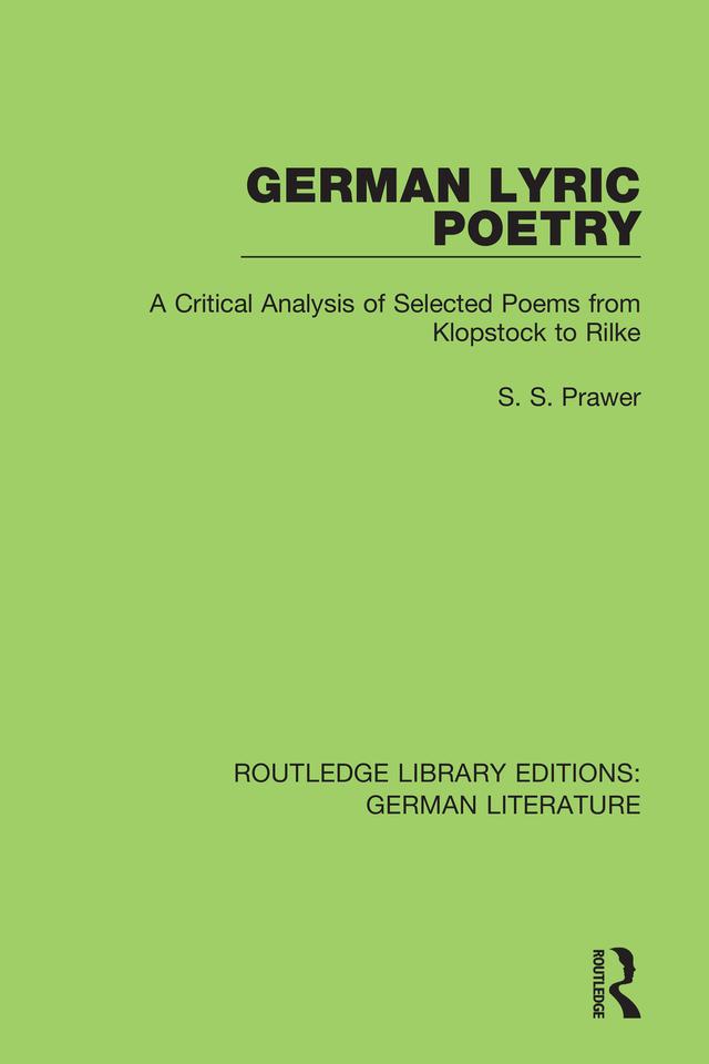 German Lyric Poetry by Siegbert Prawer