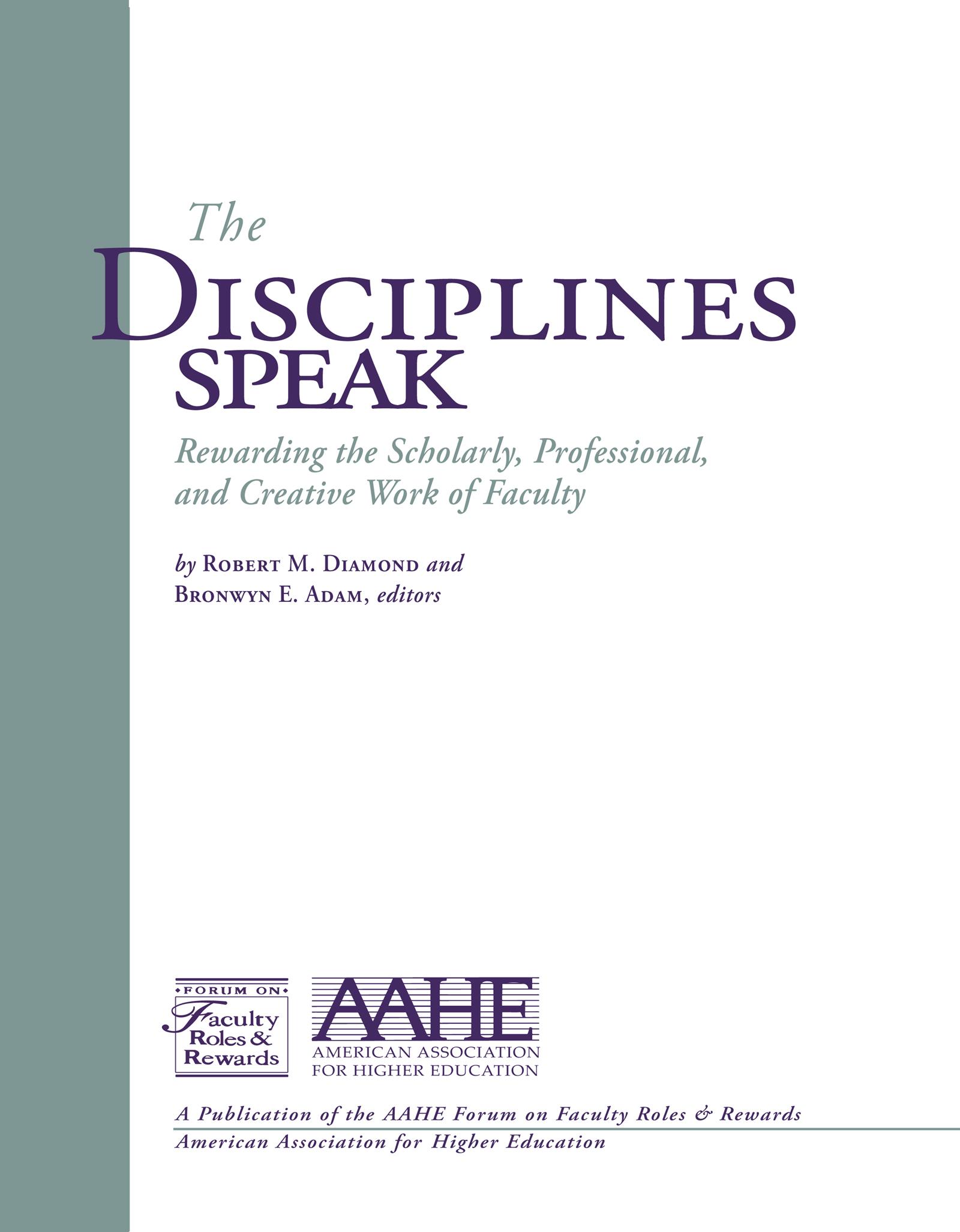 The Disciplines Speak I