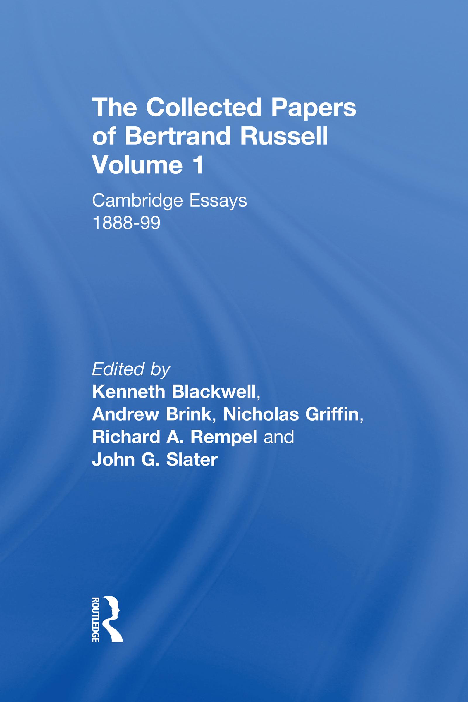 The Collected Papers of Bertrand Russell, Volume 1