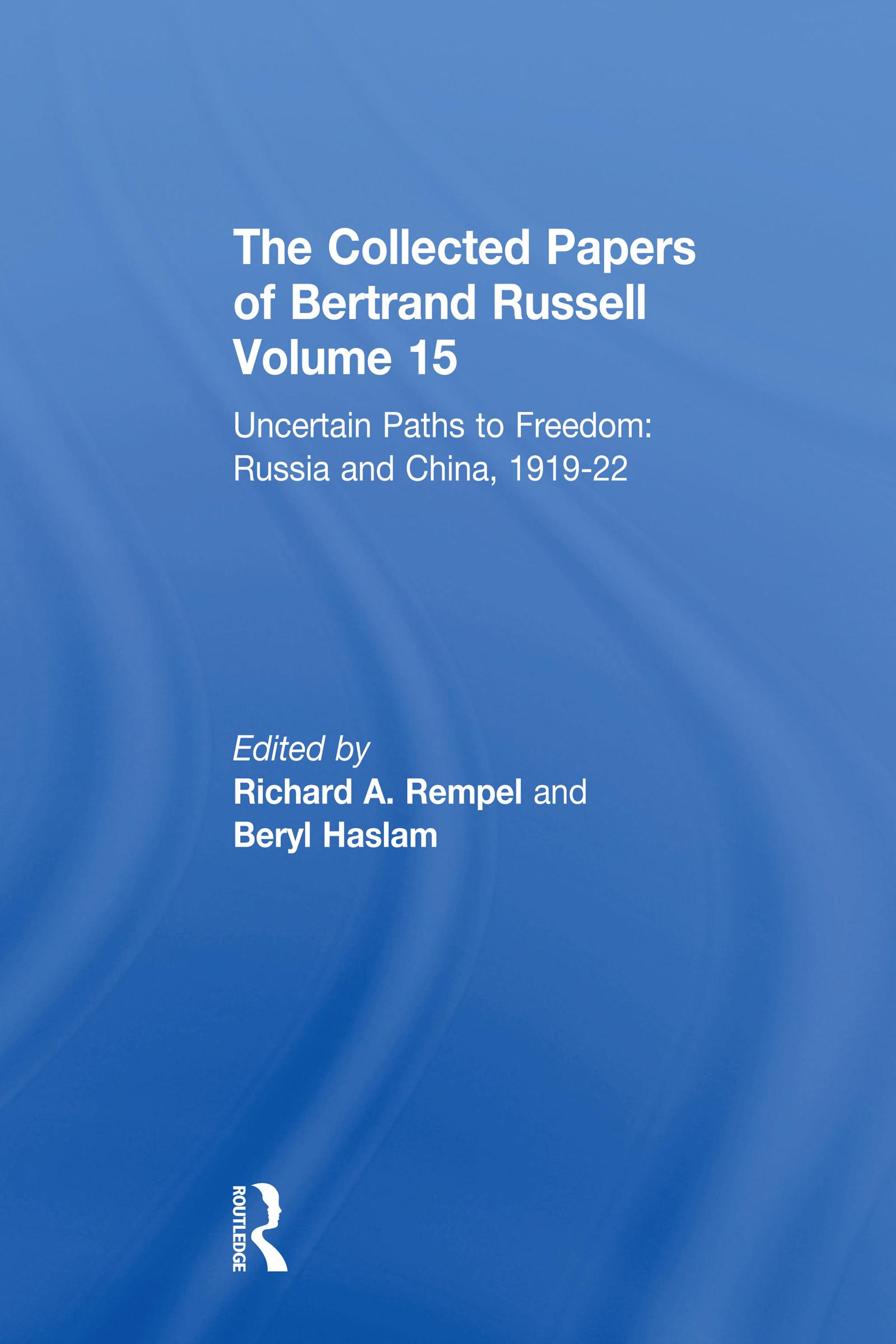 The Collected Papers of Bertrand Russell, Volume 15