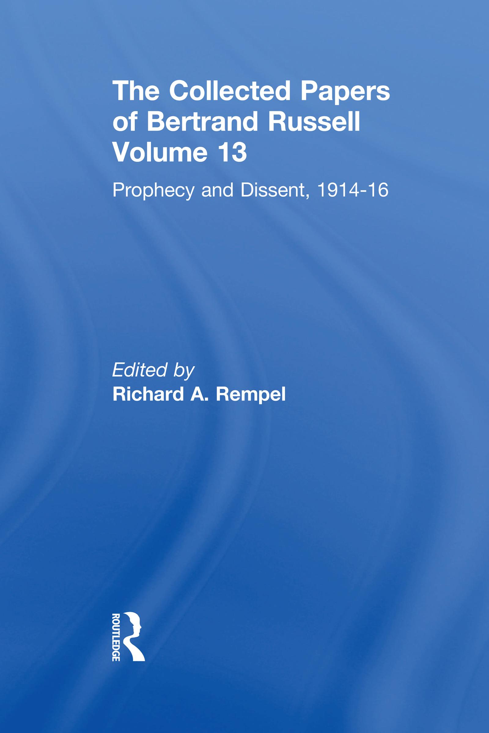 The Collected Papers of Bertrand Russell, Volume 13