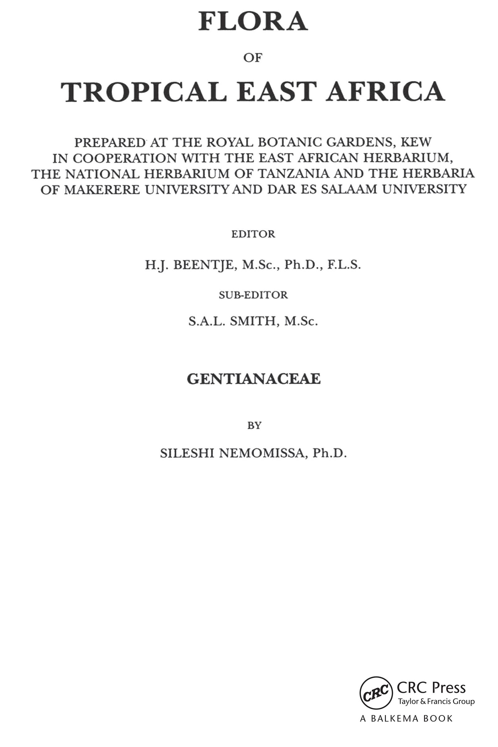 Flora of Tropical East Africa - Gentianaceae (2002)