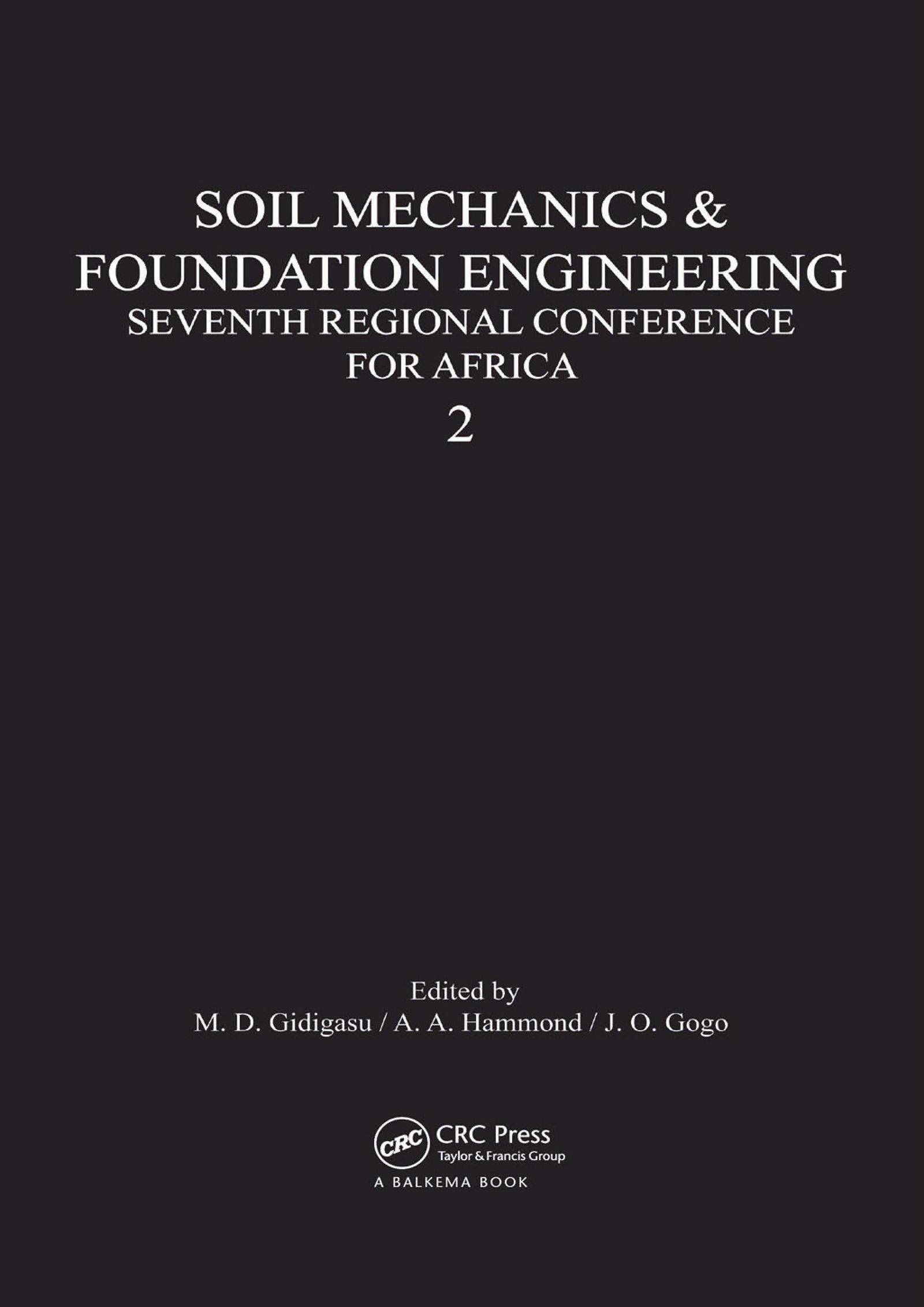 Soil Mechanics Foundation Engineering Seventh Regional Conference for Africa