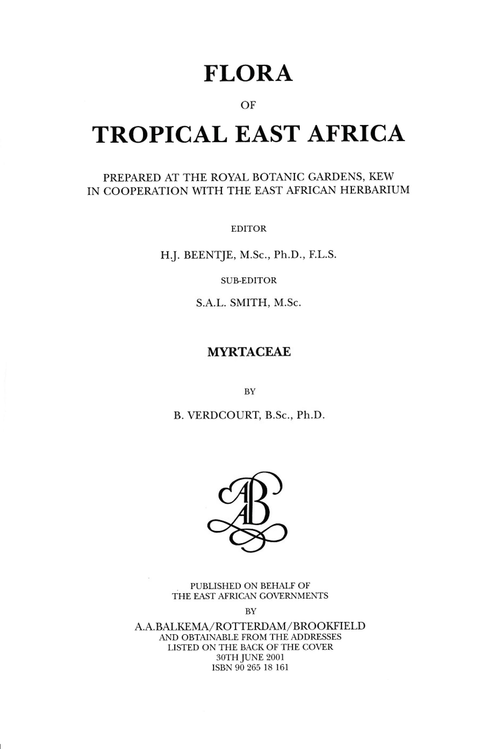 Flora of Tropical East Africa - Myrtaceae (2001)