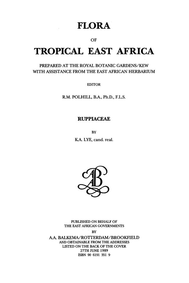Flora of Tropical East Africa - Ruppiaceae (1989) by Kare Arnstein Lye