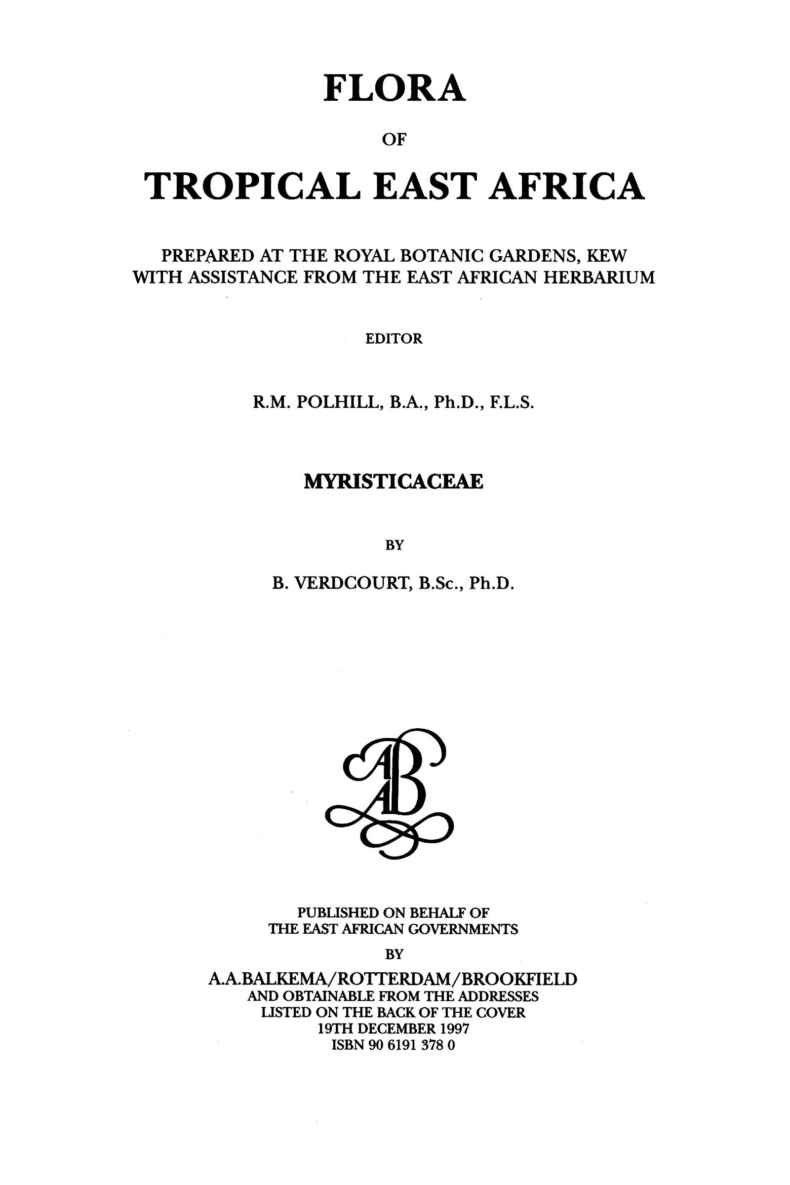 Flora of Tropical East Africa - Myristicaceae (1997)
