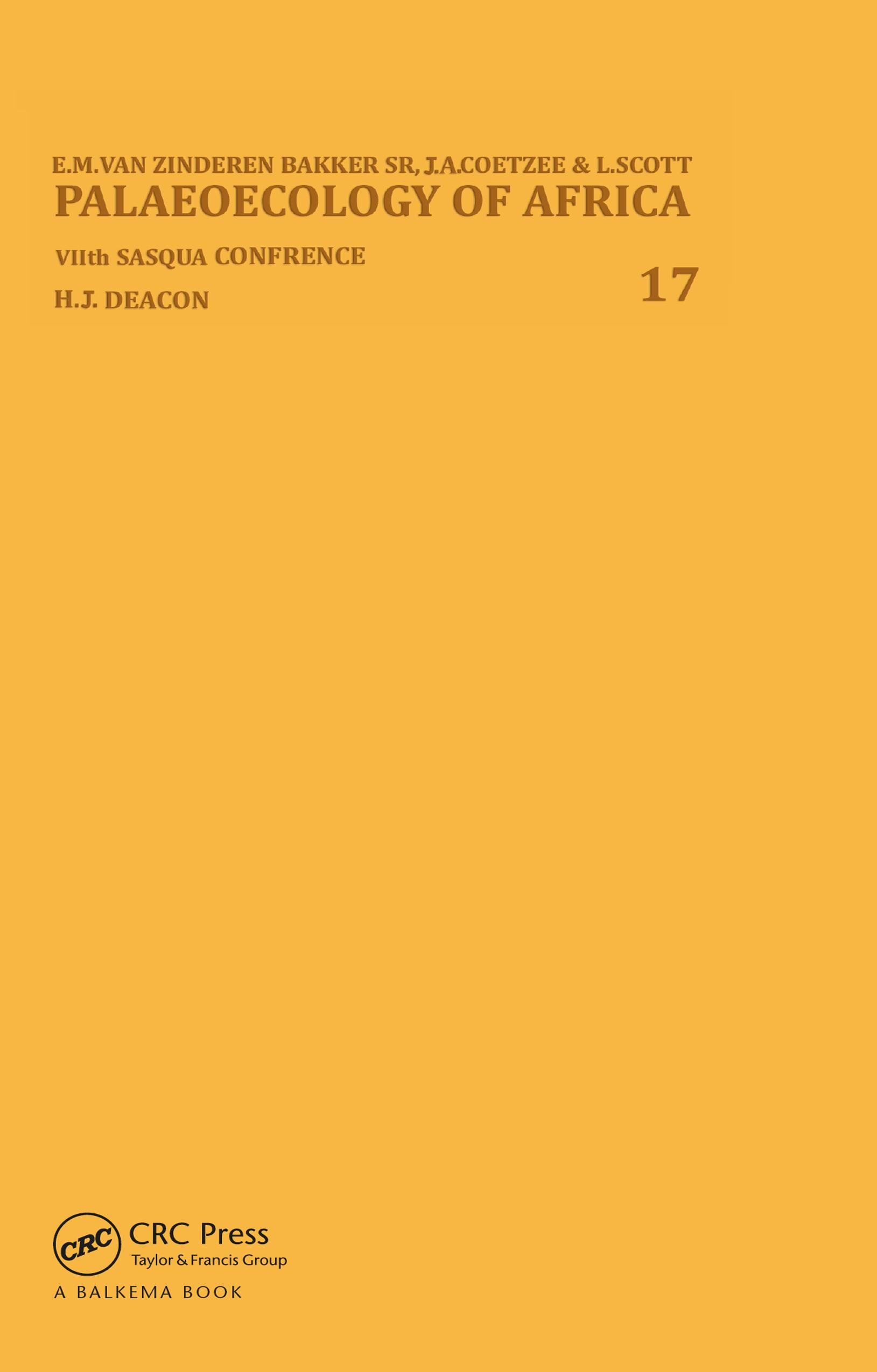 Palaeoecology of Africa, volume 17