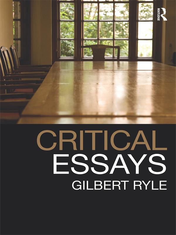 Critical Essays by Gilbert Ryle