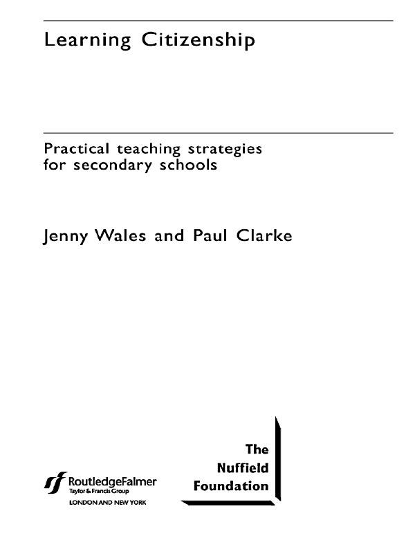 Learning Citizenship by Jenny Wales, Paul Clarke