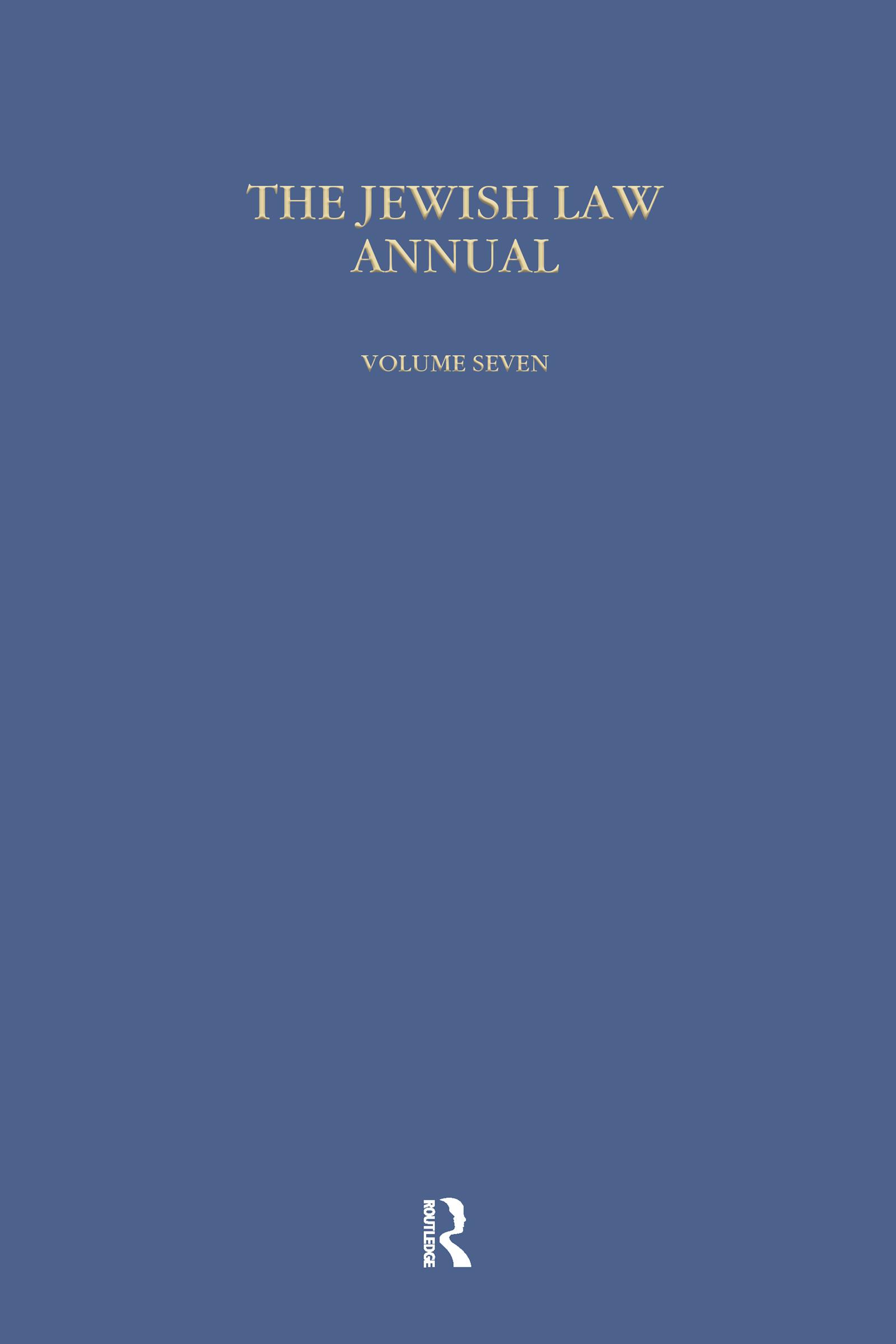 Jewish Law Annual (Vol 7)