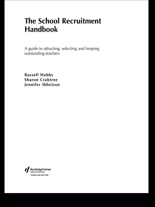 The School Recruitment Handbook by Jennifer Ibbetson, Russell Hobby, Sharon Crabtree
