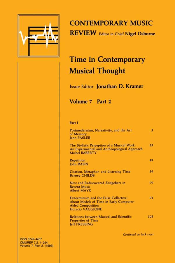 Time in Contemporary Musical Thought by Jonathan D. Kramer