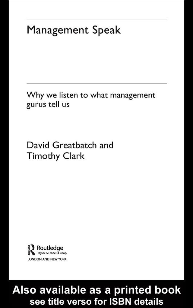 Management Speak by David Greatbatch, Timothy Clark