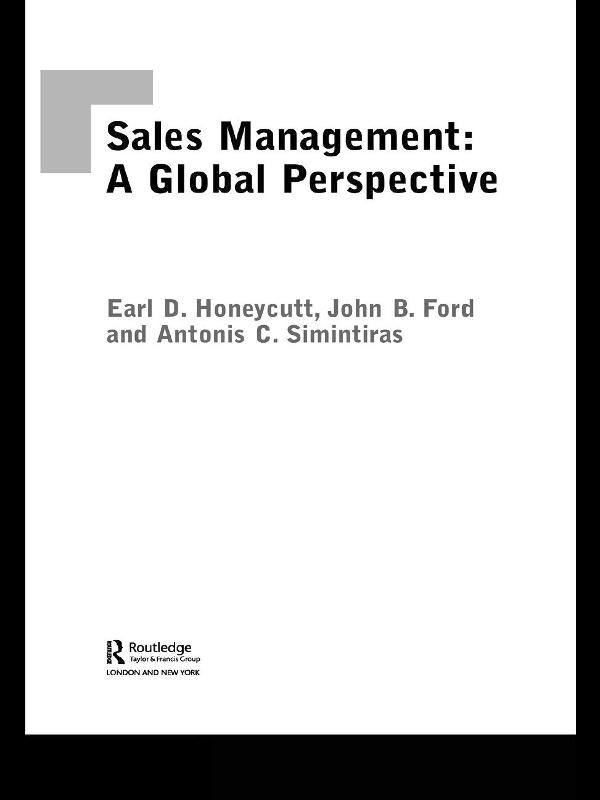 Sales Management by Antonis Simintiras, Earl Honeycutt, John B Ford
