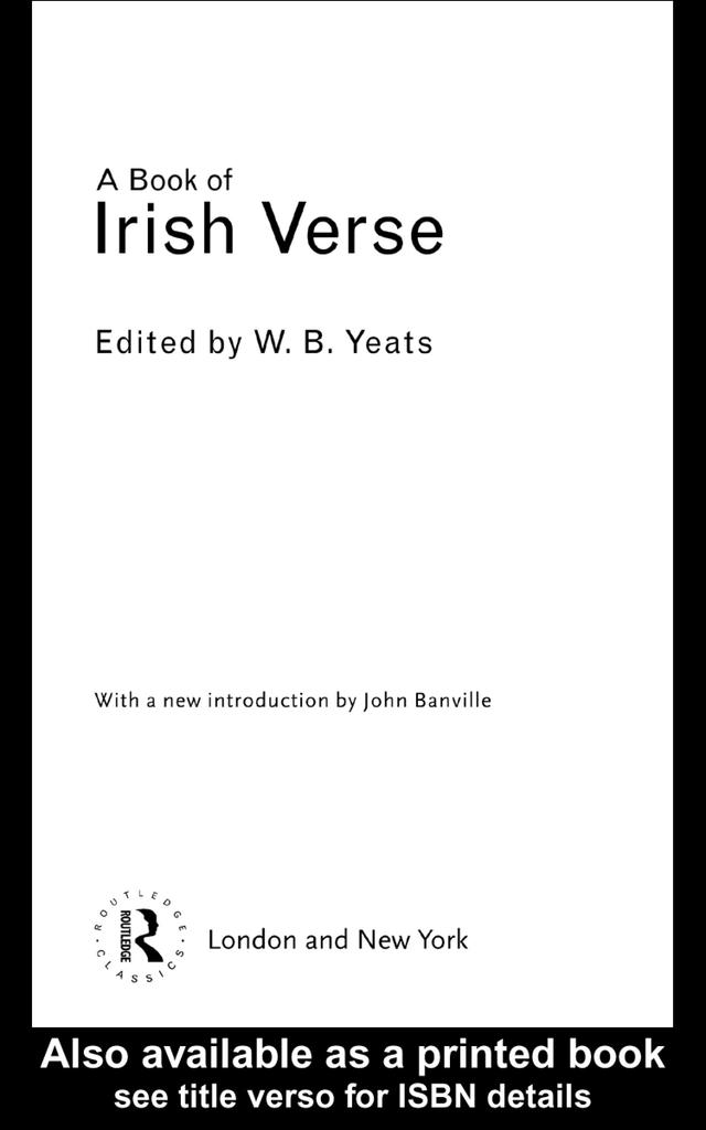 A Book of Irish Verse by W.B. Yeats