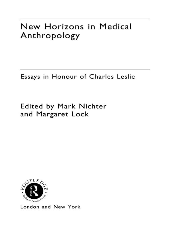 New Horizons in Medical Anthropology by Margaret Lock, Mark Nichter