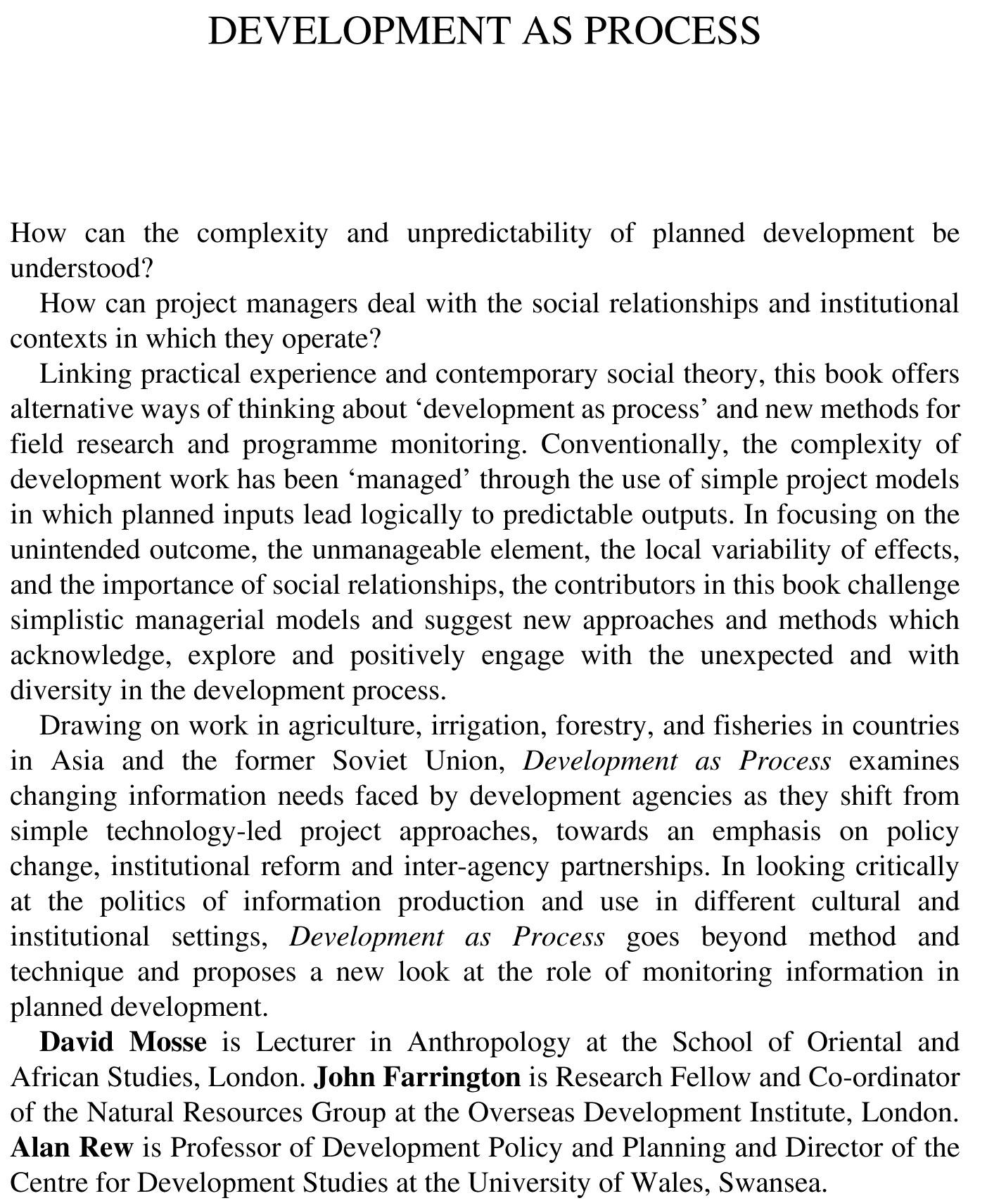 Development as Process
