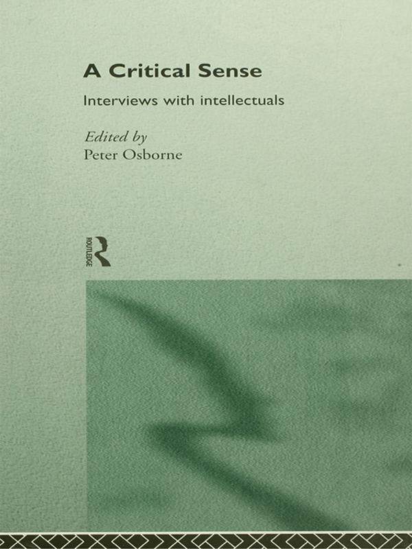 A Critical Sense by Peter Osborne