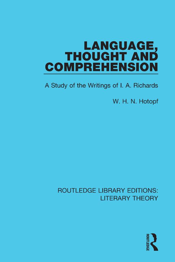 Language, Thought and Comprehension by W. H. N. Hotopf