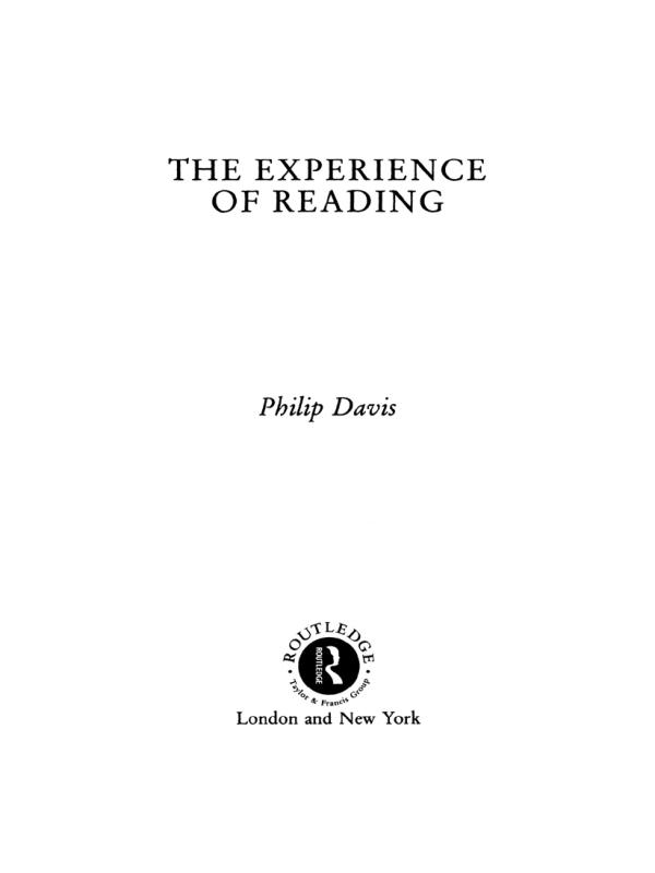 Experience Of Reading by Philip Davis